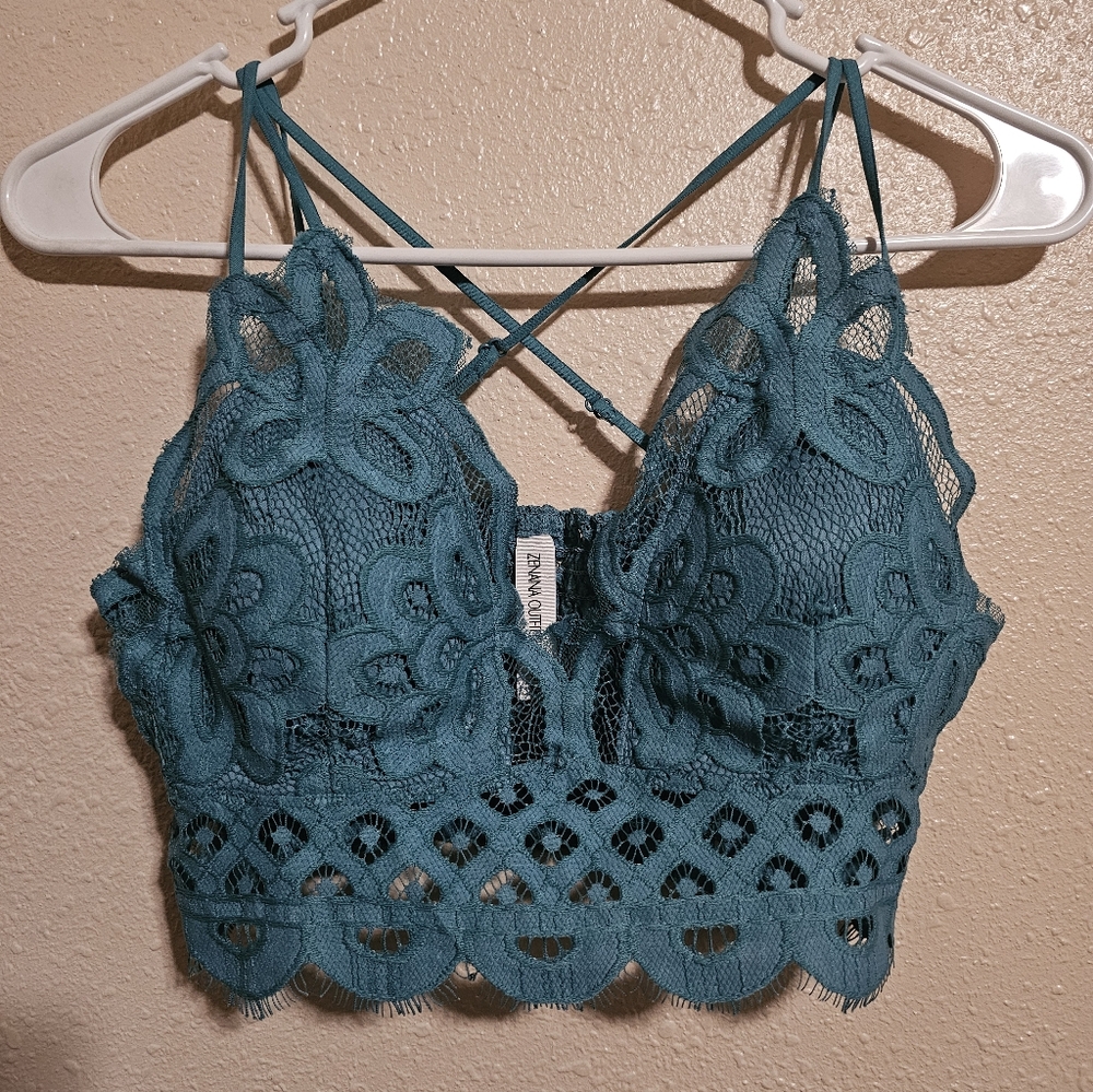 Zenana Outfitters Teal Lace Bralette Size Xl